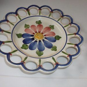 vintage hand painted porcelain wall plate angora portugal.